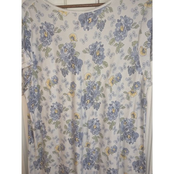 Betsy TW Modest Cottagecore knee length Nightgown Floral Sz L/XL Lace Blue - Picture 5 of 6